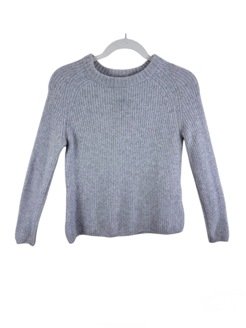 Pura Cashmere 100%‎ Cashmere Gray Ribbed Knit Pullover Crew Neck Sweater Size S